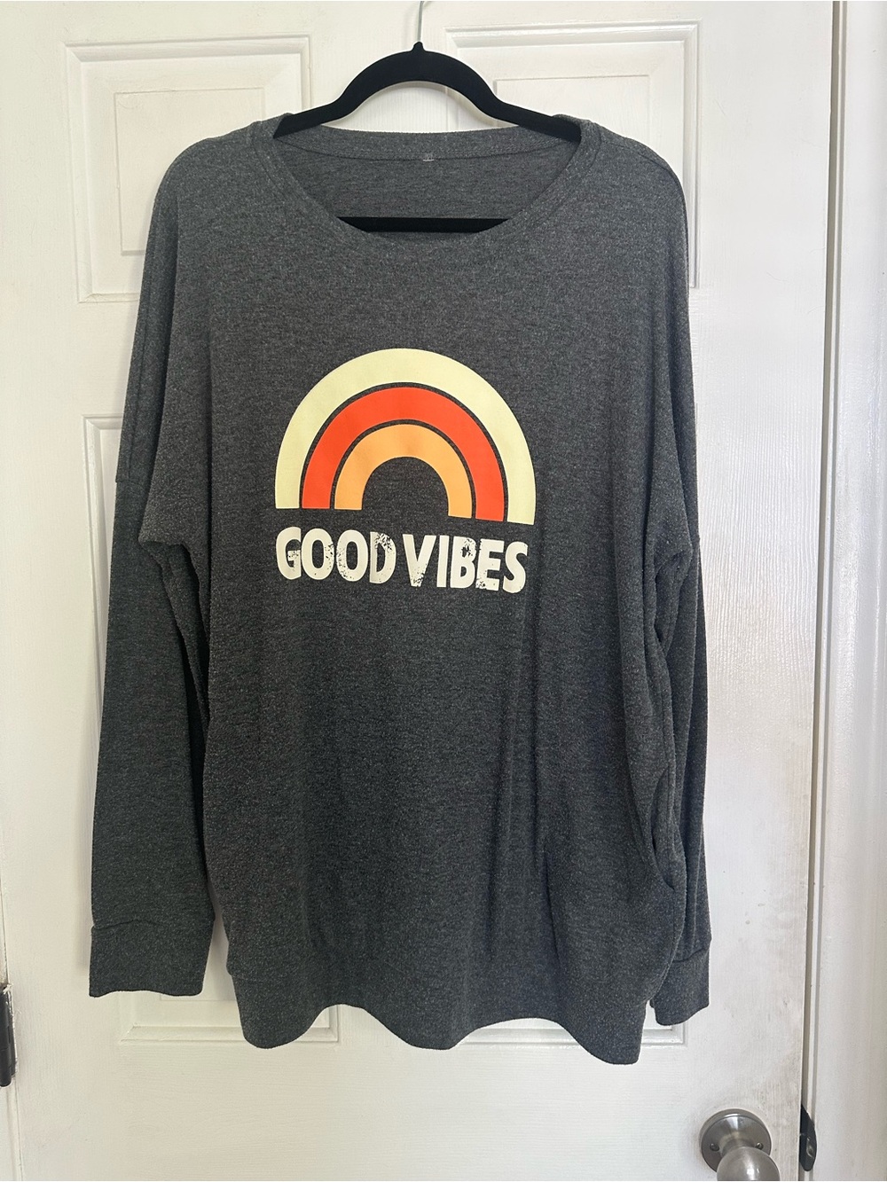 Good Vibes Charcoal Gray Long Sleeve Tee